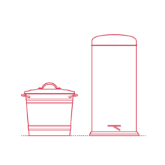 Objects Kitchen Trash Cans Simple Line Art Svg, Free Vectors File